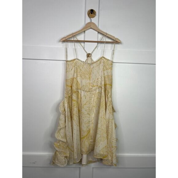 NEW Alexis Halter Neck Spaghetti Straps Ruffle Asia Dress Golden Palms Size: XS - Picture 6 of 9